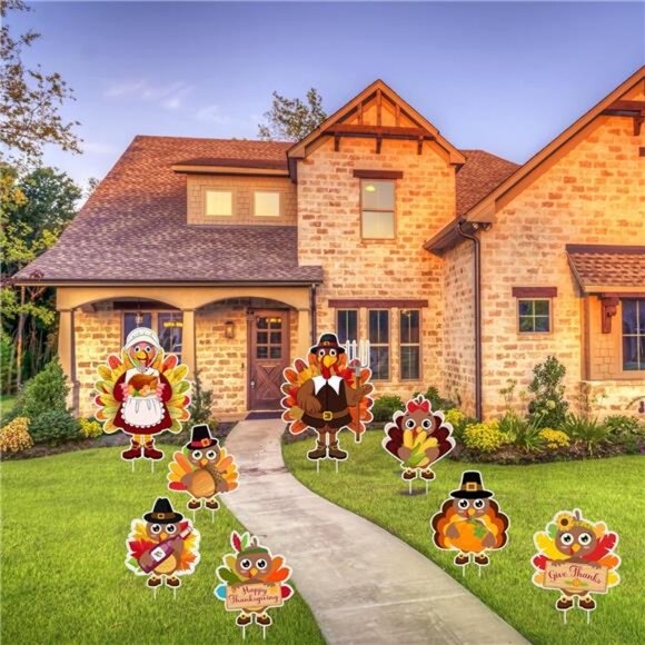 8PCS Thanksgiving Yard Signs with Stakes, Thanksgiving Decorations Outdoor - Picture 4 of 8